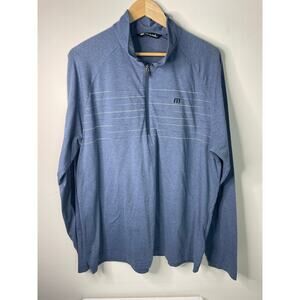 Travis Matthew Blue Gray 1/4 Zip Pullover Athletic long Sleeve Shirt Size XL